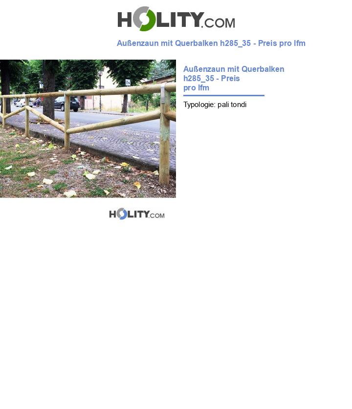 Außenzaun mit Querbalken h285_35 - Preis pro lfm