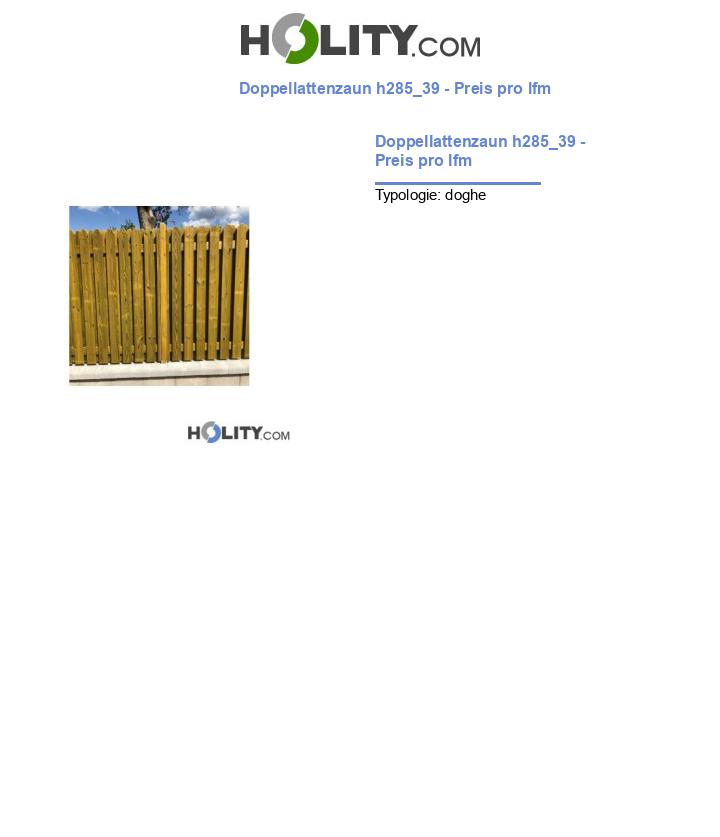 Doppellattenzaun h285_39 - Preis pro lfm