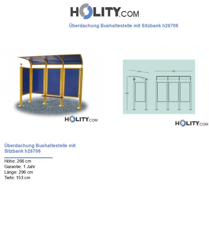 Überdachung Bushaltestelle mit Sitzbank h28706