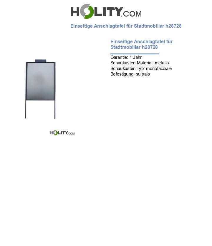 Einseitige Anschlagtafel für Stadtmobiliar h28728