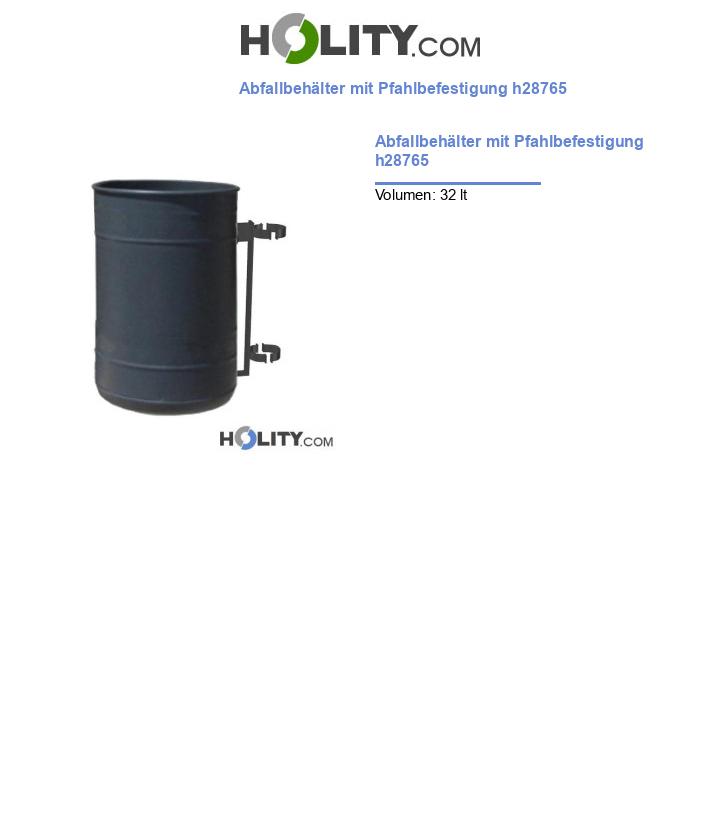 Abfallbehälter mit Pfahlbefestigung h28765