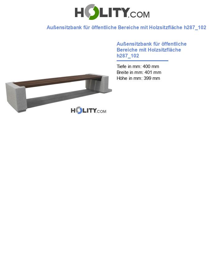 Außensitzbank für öffentliche Bereiche mit Holzsitzfläche h287_102