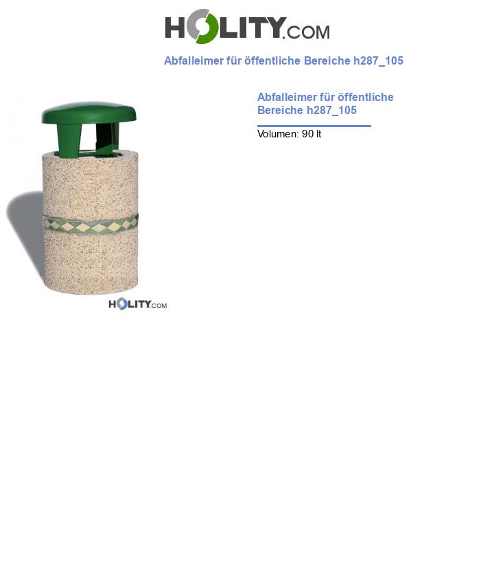 Abfalleimer für öffentliche Bereiche h287_105