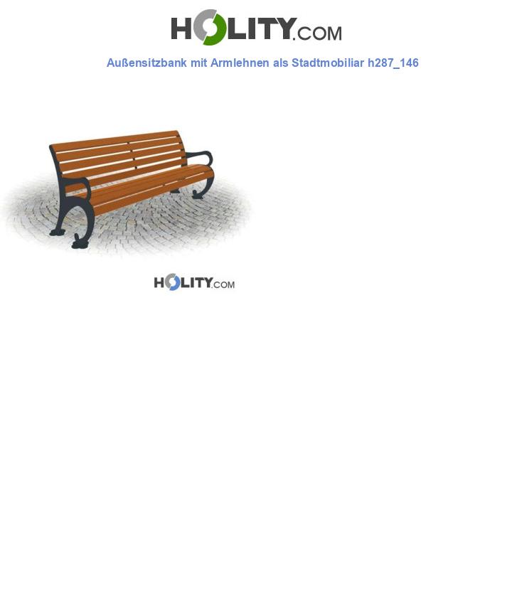 Außensitzbank mit Armlehnen als Stadtmobiliar h287_146