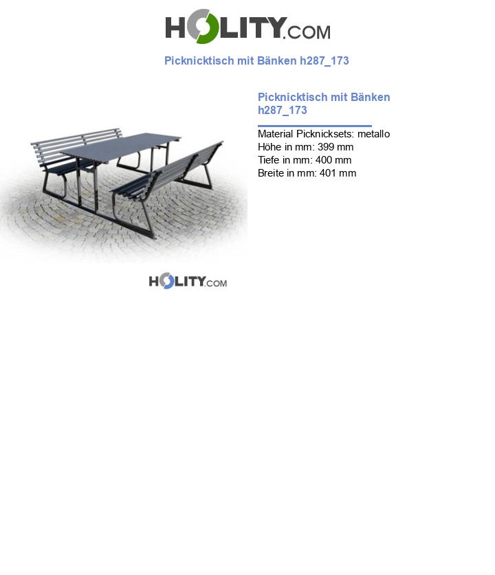 Picknicktisch mit Bänken h287_173