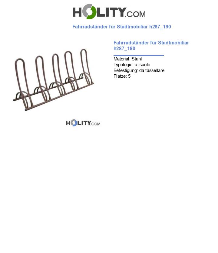 Fahrradständer für Stadtmobiliar h287_190