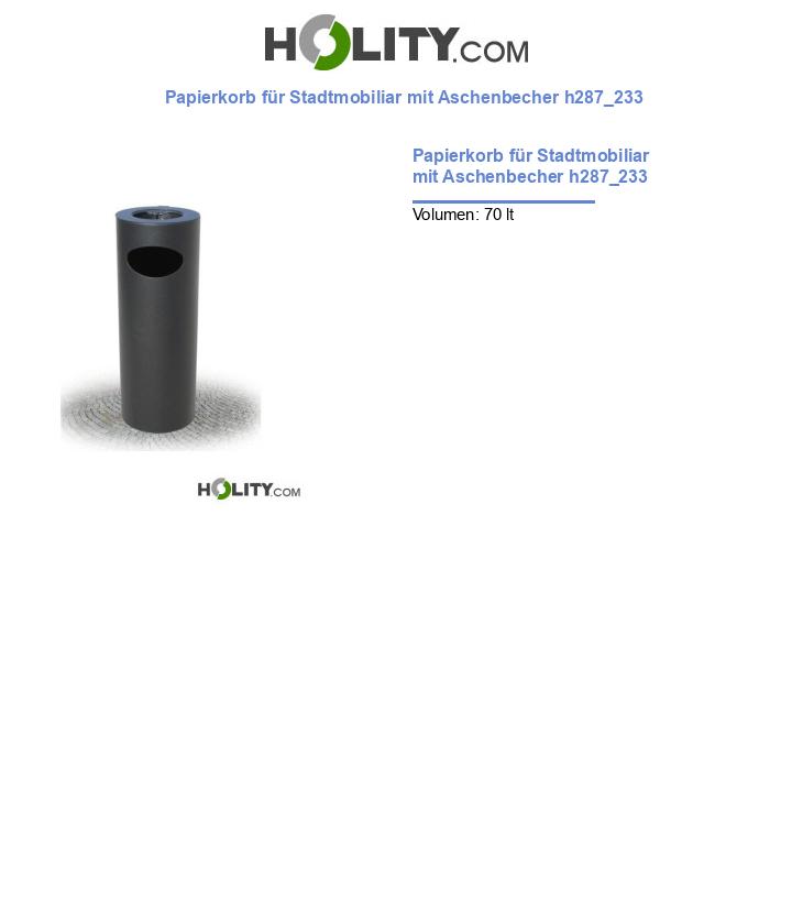 Papierkorb für Stadtmobiliar mit Aschenbecher h287_233