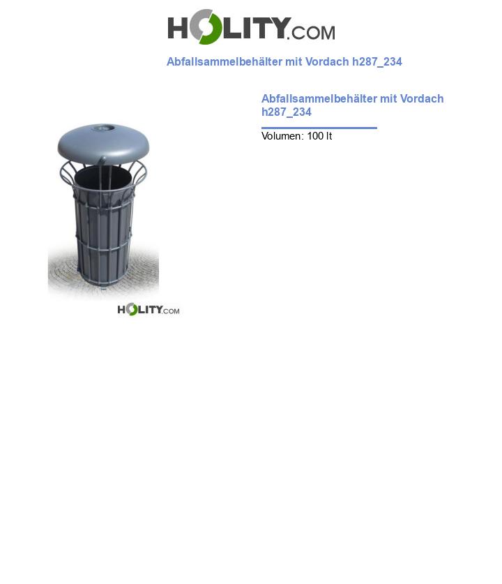 Abfallsammelbehälter mit Vordach h287_234