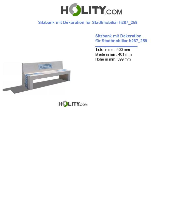 Sitzbank mit Dekoration für Stadtmobiliar h287_259