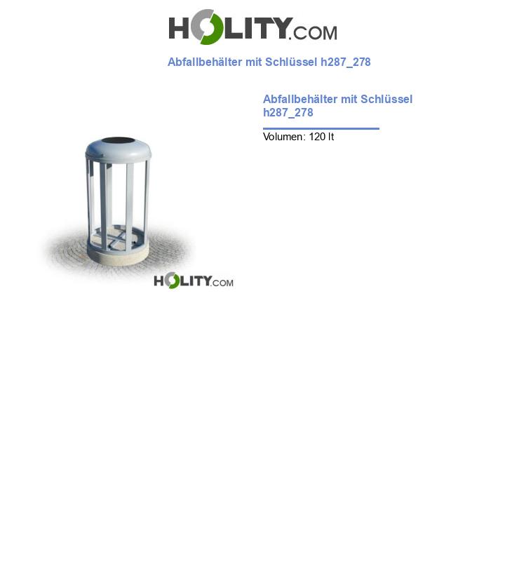 Abfallbehälter mit Schlüssel h287_278