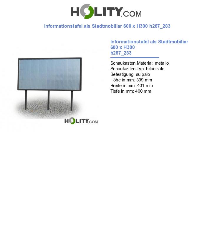 Informationstafel als Stadtmobiliar 600 x H300 h287_283