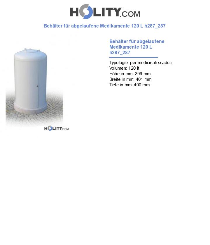 Behälter für abgelaufene Medikamente 120 L h287_287