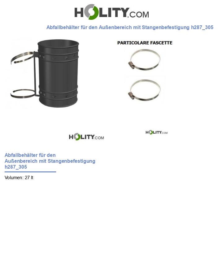 Abfallbehälter für den Außenbereich mit Stangenbefestigung h287_305