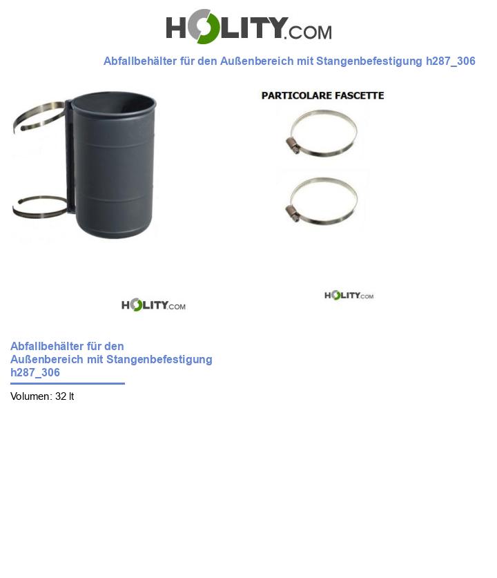 Abfallbehälter für den Außenbereich mit Stangenbefestigung h287_306
