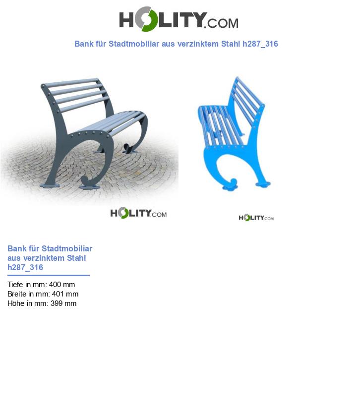 Bank für Stadtmobiliar aus verzinktem Stahl h287_316