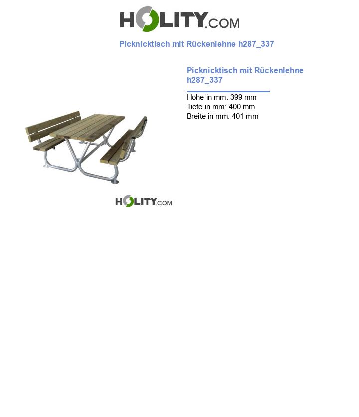 Picknicktisch mit Rückenlehne h287_337