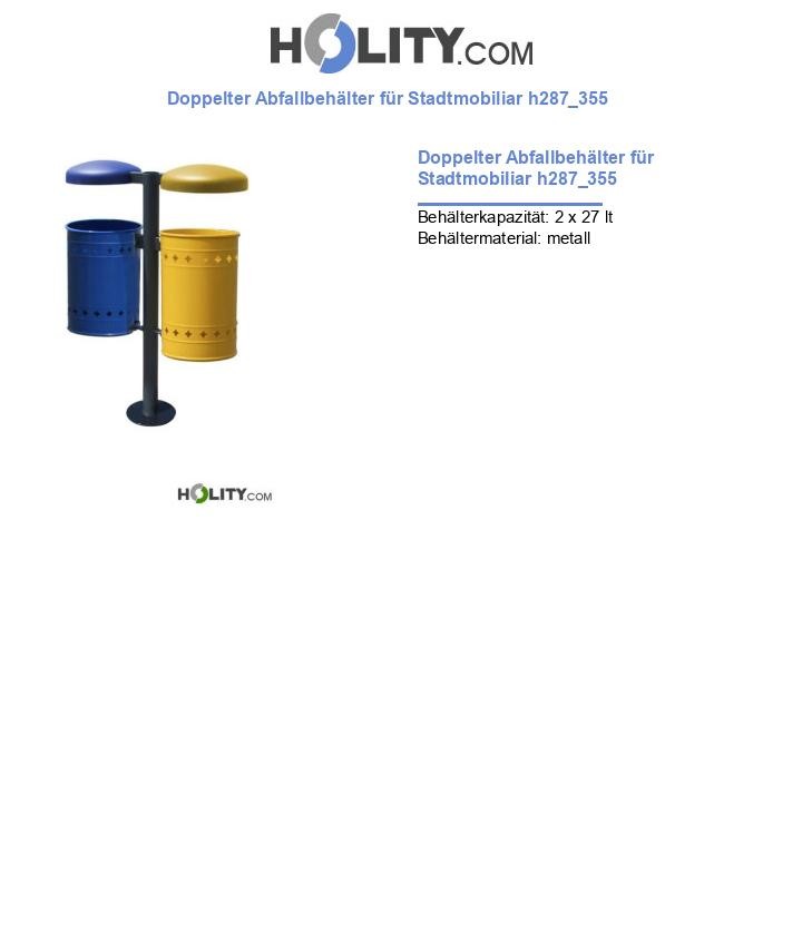 Doppelter Abfallbehälter für Stadtmobiliar h287_355