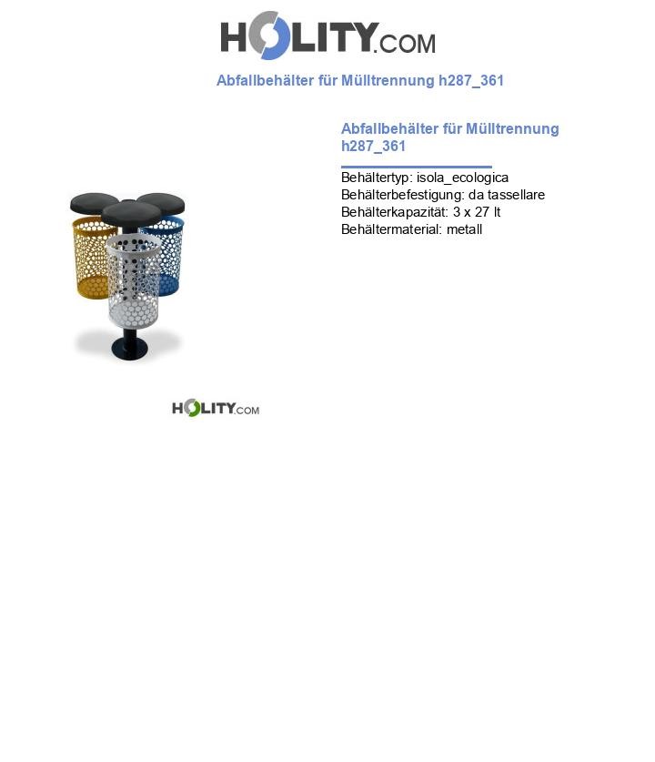 Abfallbehälter für Mülltrennung h287_361