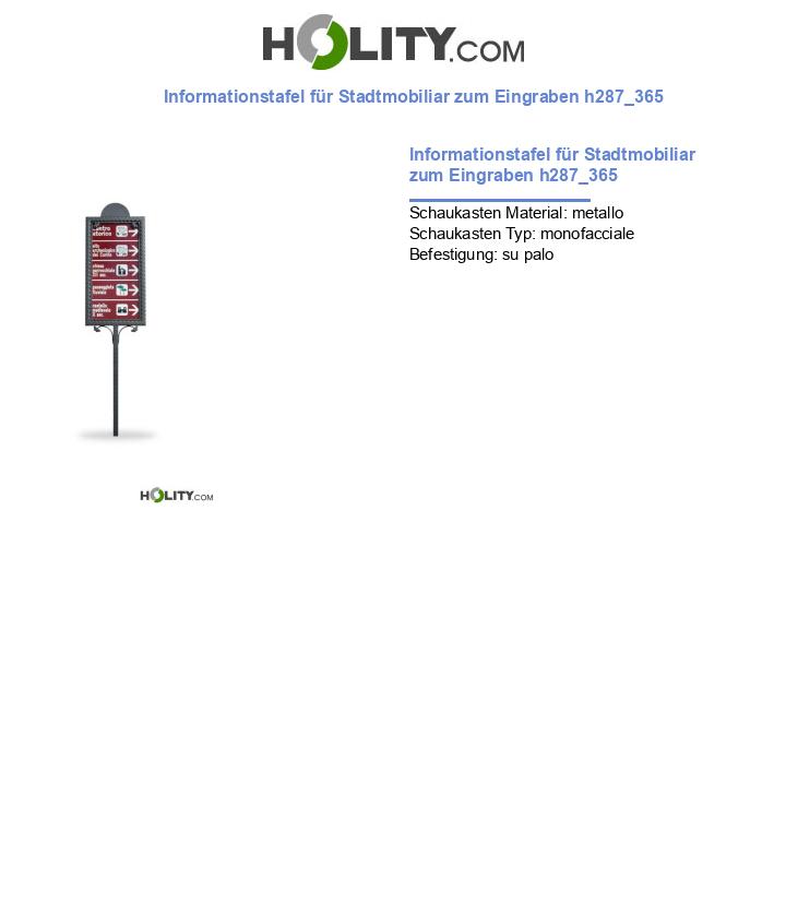 Informationstafel für Stadtmobiliar zum Eingraben h287_365