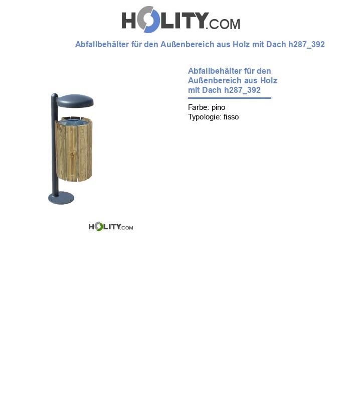 Abfallbehälter für den Außenbereich aus Holz mit Dach h287_392