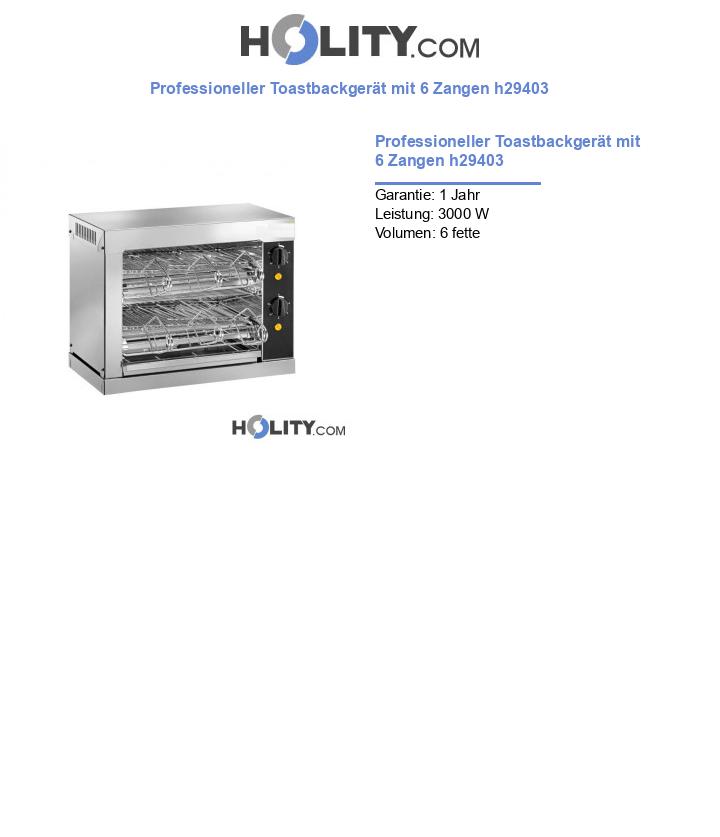 Professioneller Toastbackgerät mit 6 Zangen h29403