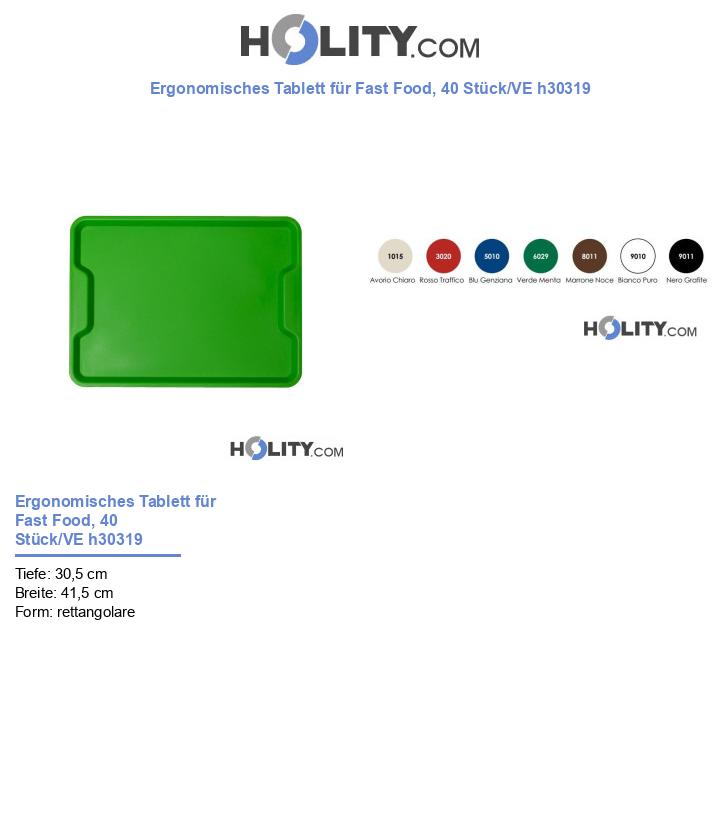 Ergonomisches Tablett für Fast Food, 40 Stück/VE h30319