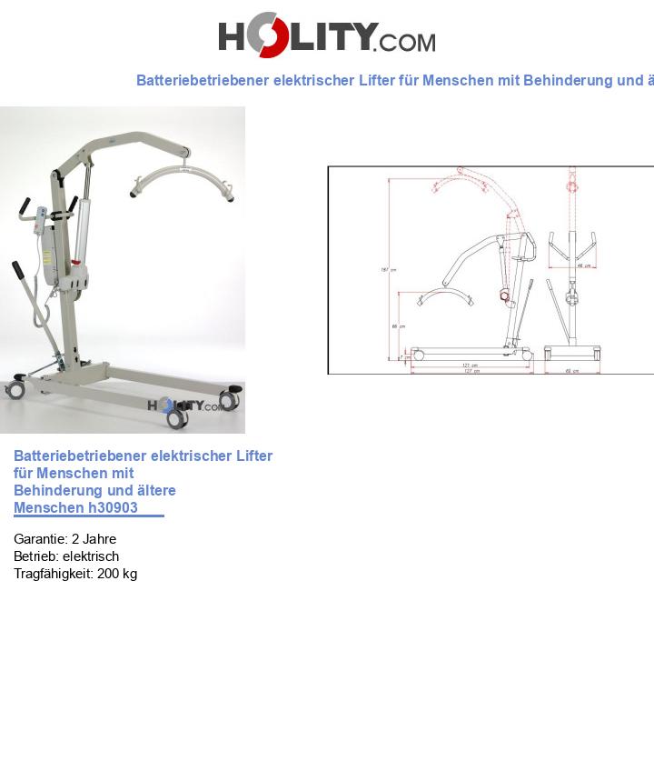 Batteriebetriebener elektrischer Lifter für Menschen mit Behinderung und ältere Menschen h30903