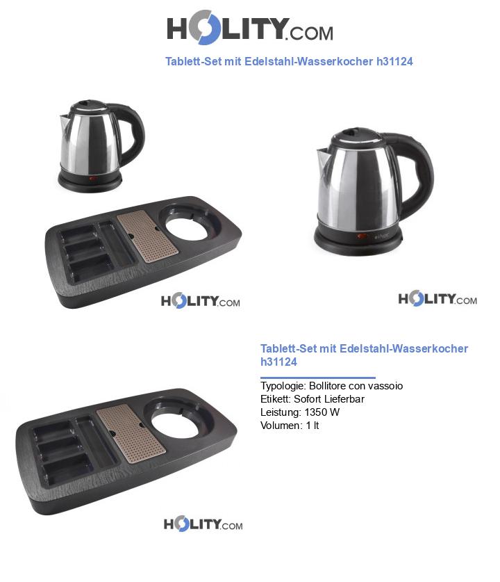 Tablett-Set mit Edelstahl-Wasserkocher h31124