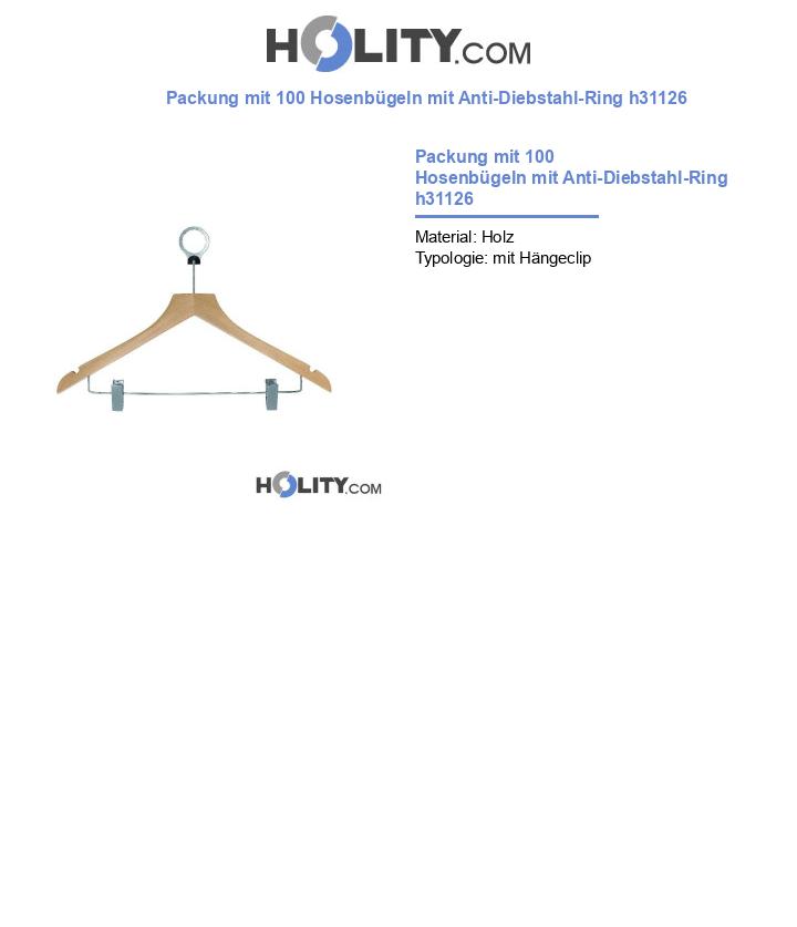 Packung mit 100 Hosenbügeln mit Anti-Diebstahl-Ring h31126
