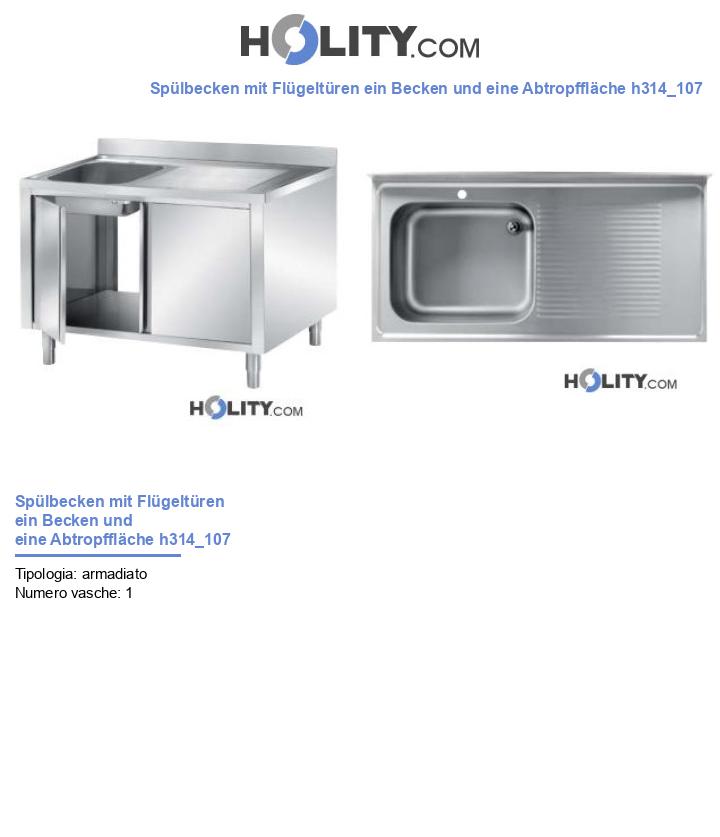 Spülbecken mit Flügeltüren ein Becken und eine Abtropffläche h314_107