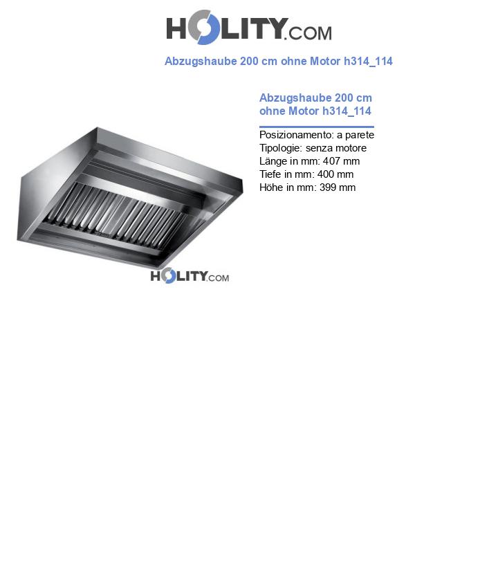 Abzugshaube 200 cm ohne Motor h314_114