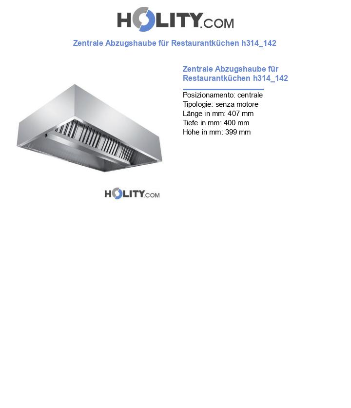 Zentrale Abzugshaube für Restaurantküchen h314_142