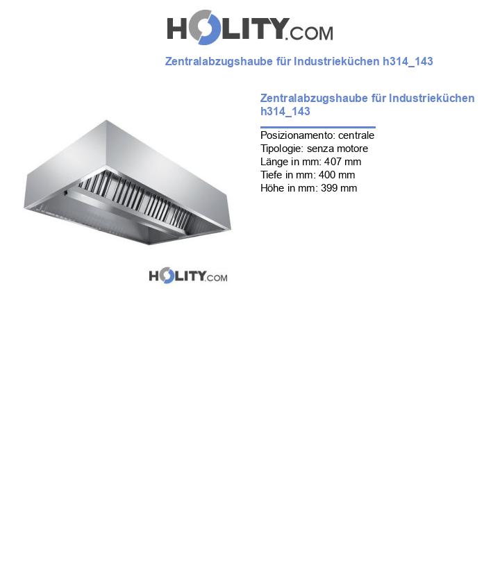 Zentralabzugshaube für Industrieküchen h314_143