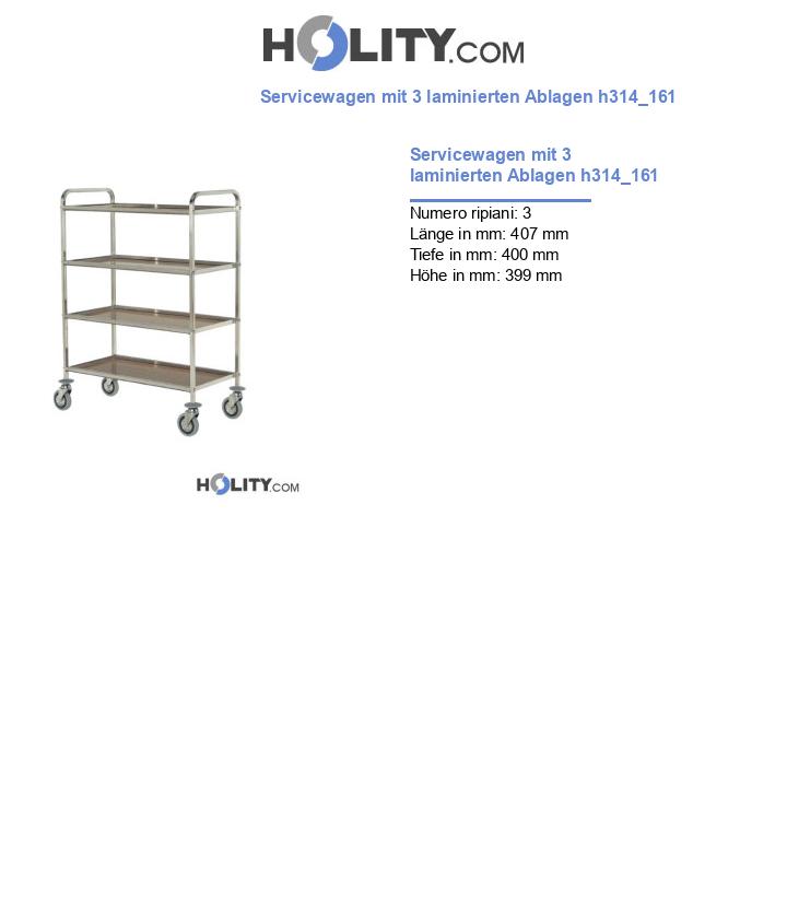 Servicewagen mit 3 laminierten Ablagen h314_161