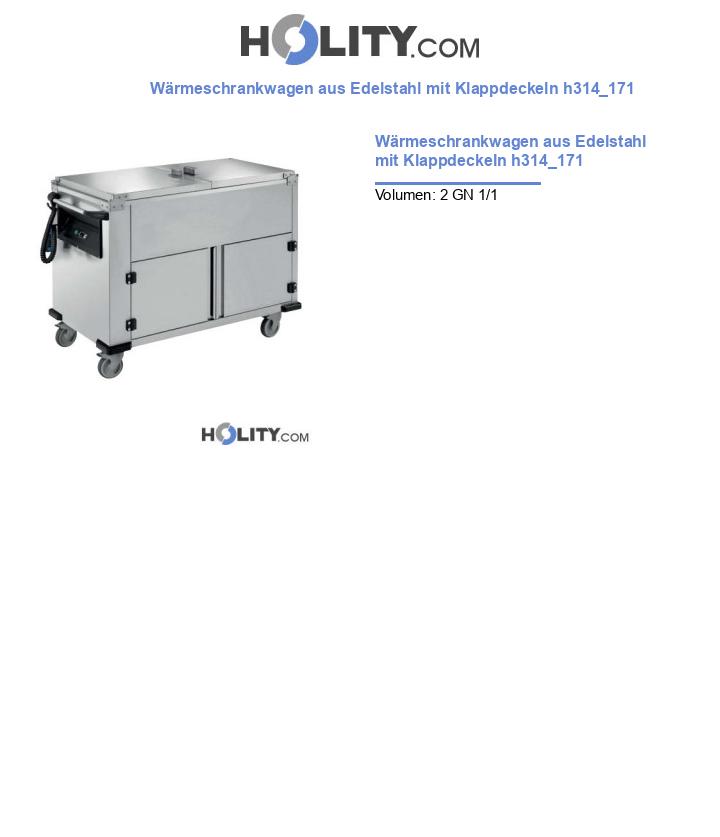 Wärmeschrankwagen aus Edelstahl mit Klappdeckeln h314_171