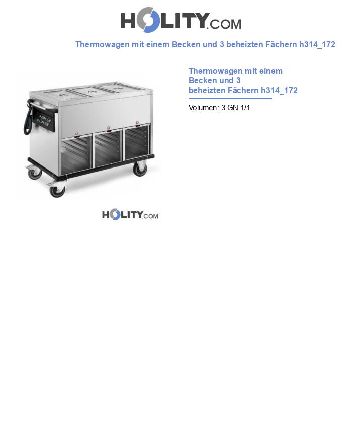 Thermowagen mit einem Becken und 3 beheizten Fächern h314_172