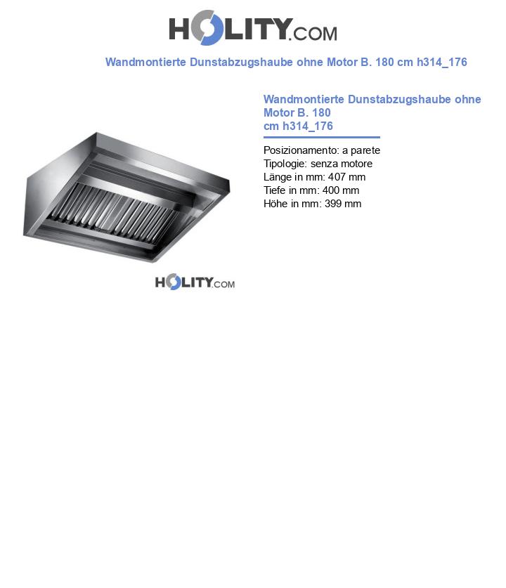 Wandmontierte Dunstabzugshaube ohne Motor B. 180 cm h314_176