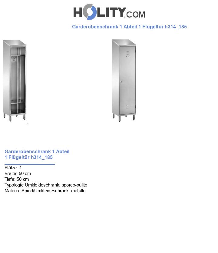 Garderobenschrank 1 Abteil 1 Flügeltür h314_185