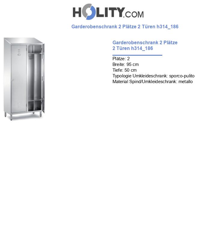 Garderobenschrank 2 Plätze 2 Türen h314_186