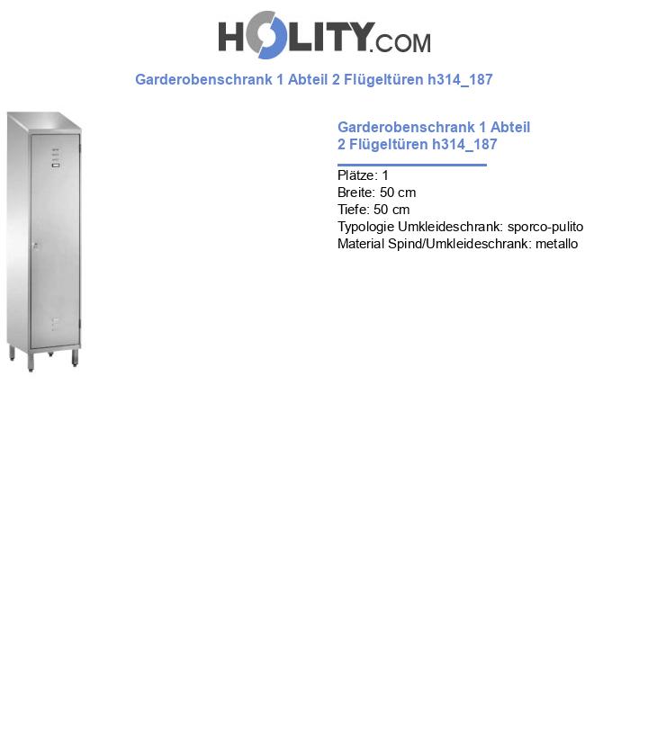 Garderobenschrank 1 Abteil 2 Flügeltüren h314_187