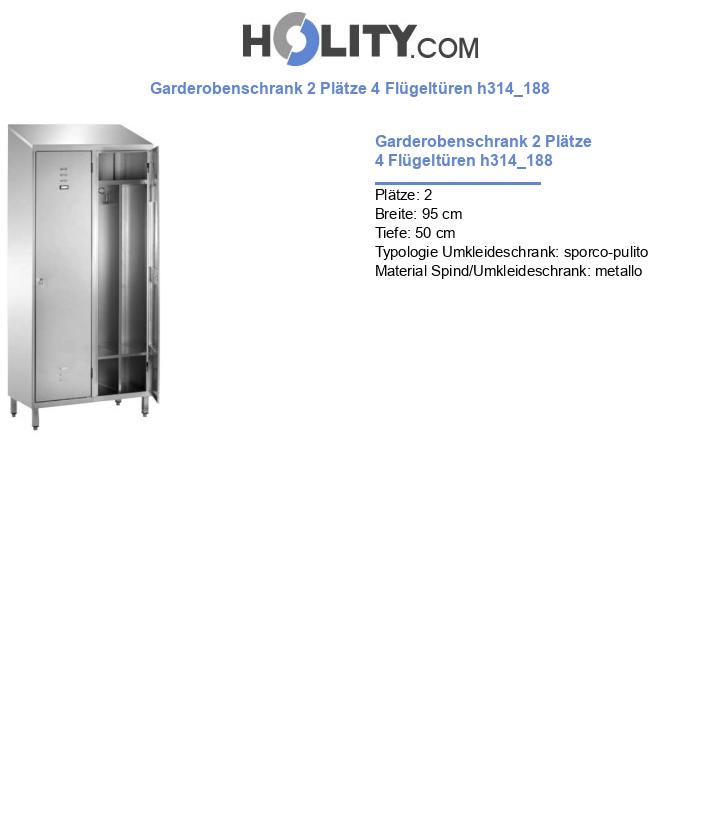 Garderobenschrank 2 Plätze 4 Flügeltüren h314_188