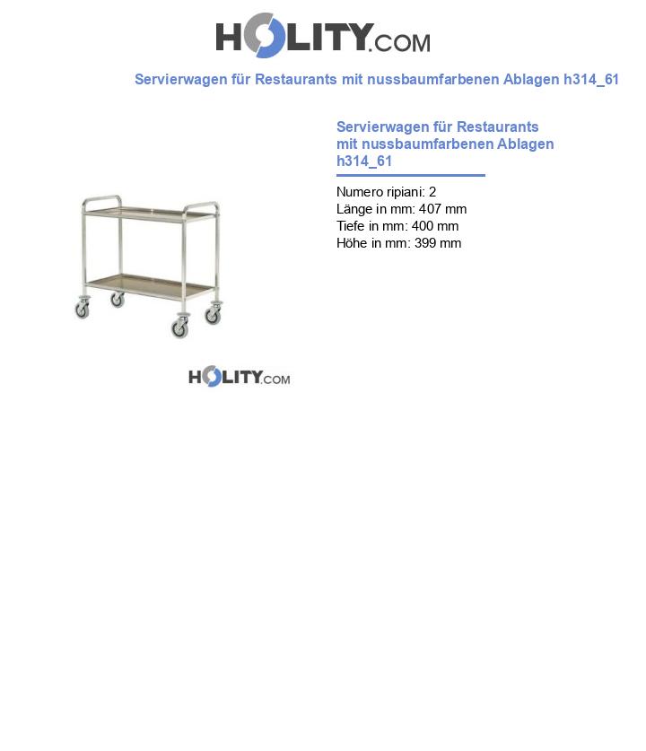 Servierwagen für Restaurants mit nussbaumfarbenen Ablagen h314_61