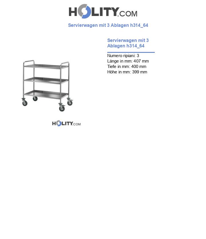 Servierwagen mit 3 Ablagen h314_64