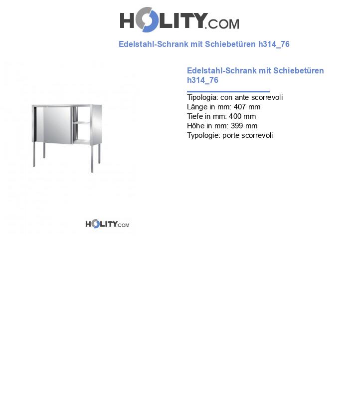 Edelstahl-Schrank mit Schiebetüren h314_76