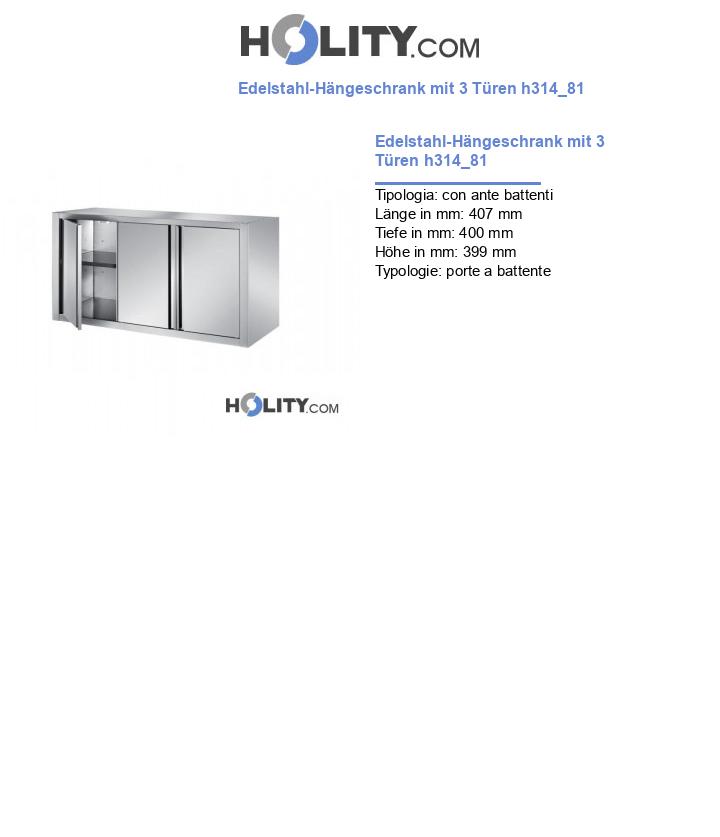 Edelstahl-Hängeschrank mit 3 Türen h314_81