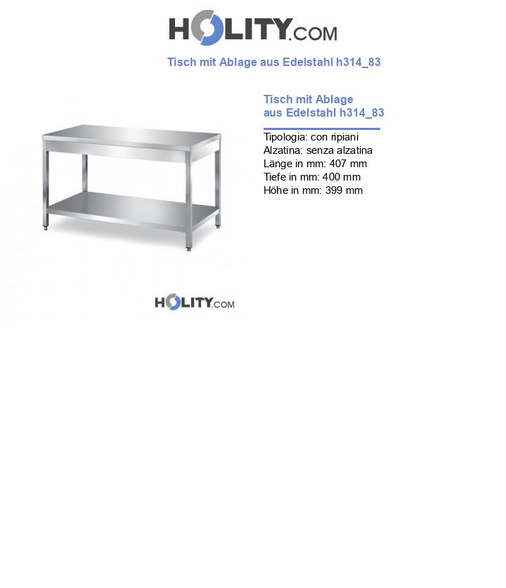 Tisch mit Ablage aus Edelstahl h314_83