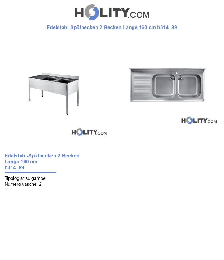 Edelstahl-Spülbecken 2 Becken Länge 160 cm h314_89