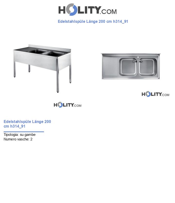 Edelstahlspüle Länge 200 cm h314_91