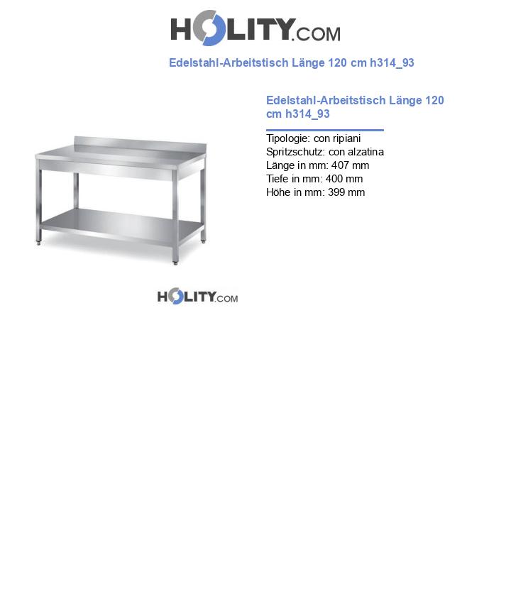 Edelstahl-Arbeitstisch Länge 120 cm h314_93