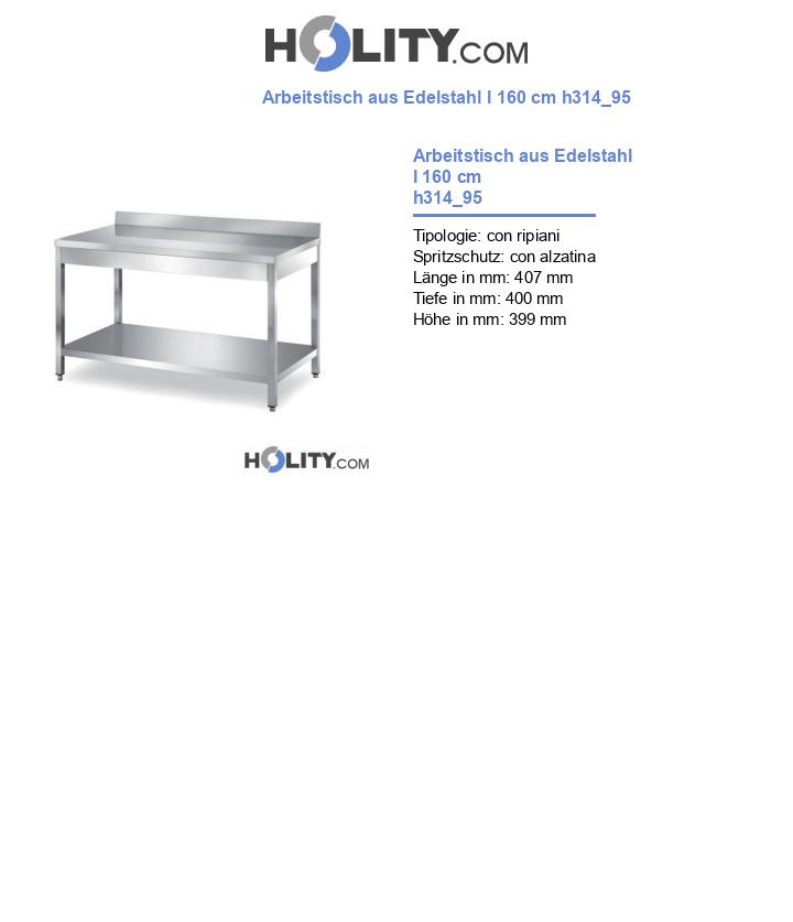 Arbeitstisch aus Edelstahl l 160 cm h314_95